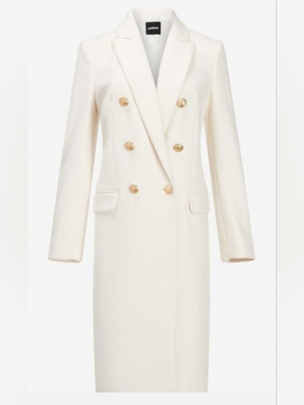 Express Women's Double-Breasted Ivory Coat